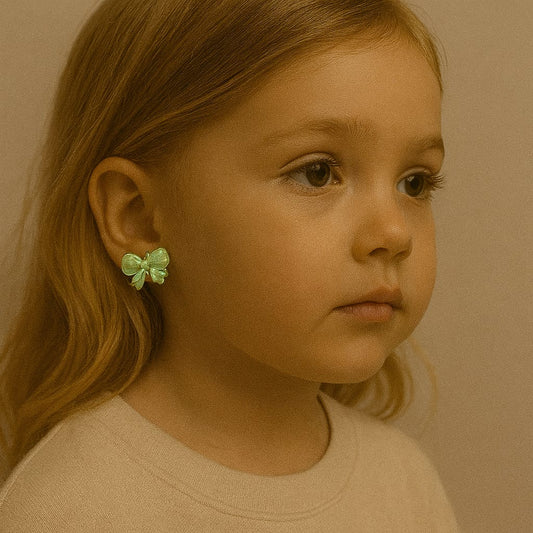 Green Bow Clip On Earring