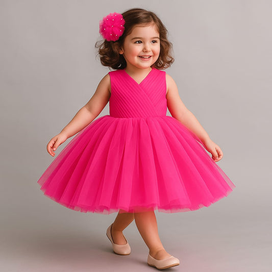 Pre Order: Hot Pink Flower Adorned Dress