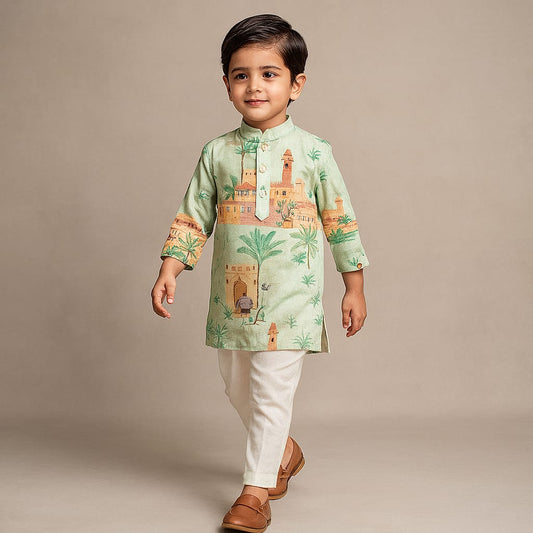 Pre Order: Exquisite Ethnic Print Kurta With Pyjama