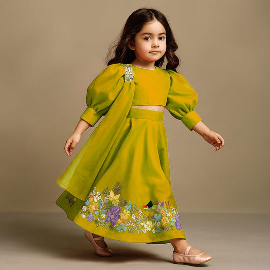 Pre Order: Neon Stylish Round Neck Top With Palazzo And Dupatta