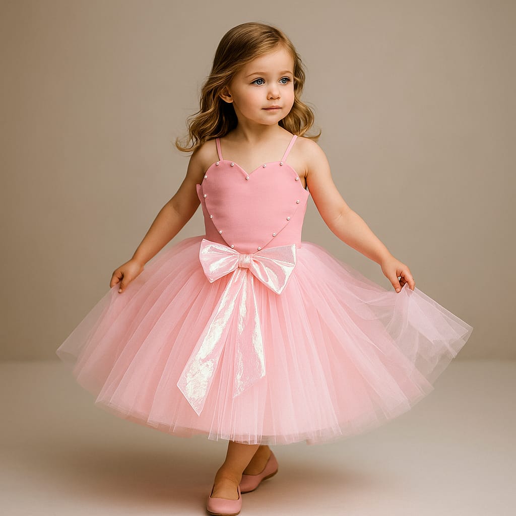 Pre Order: Heart Pearl Scuba And Net Dress