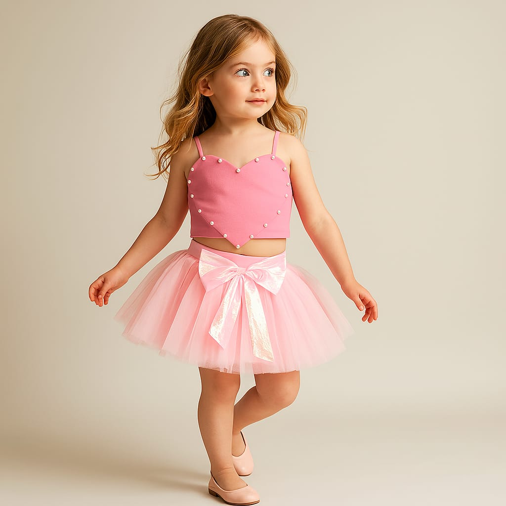 Pre Order: Heart pearl top and skirt