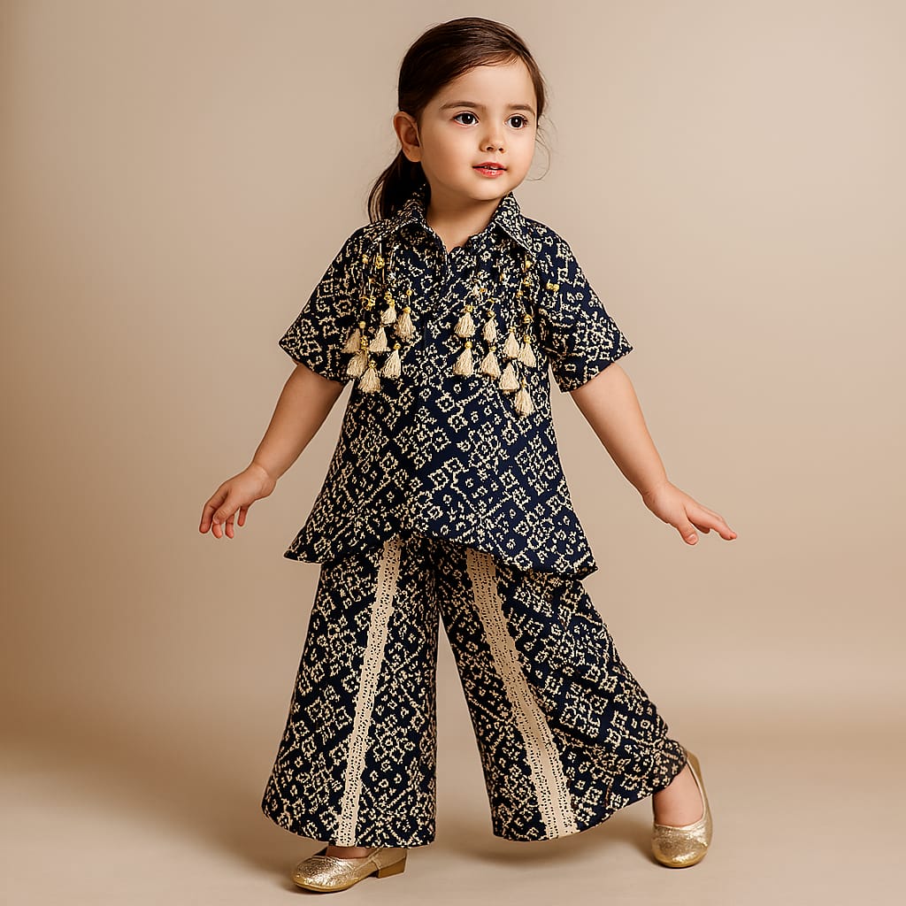 Pre Order: Stylish Printed Shirt Style Kurti With Palazzo