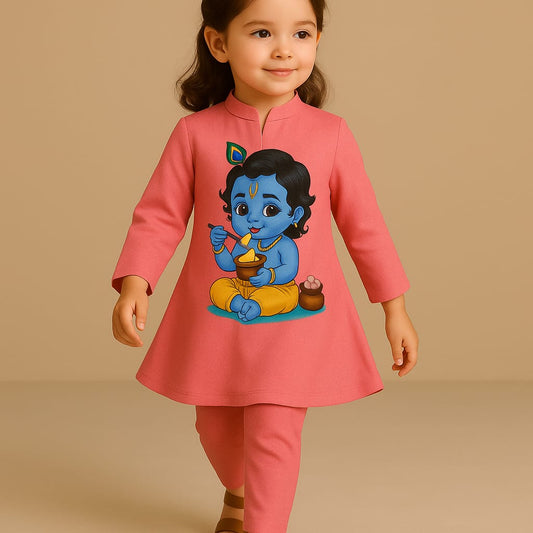 Pre Order: Pink Krishna Top And Pant