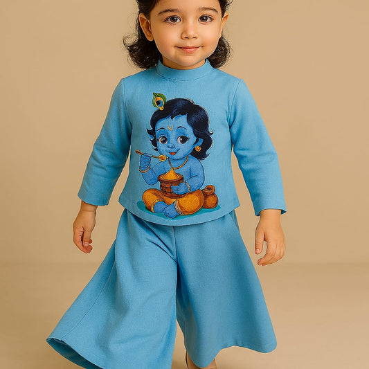 Pre Order: Blue Krishna Top And Palazzo