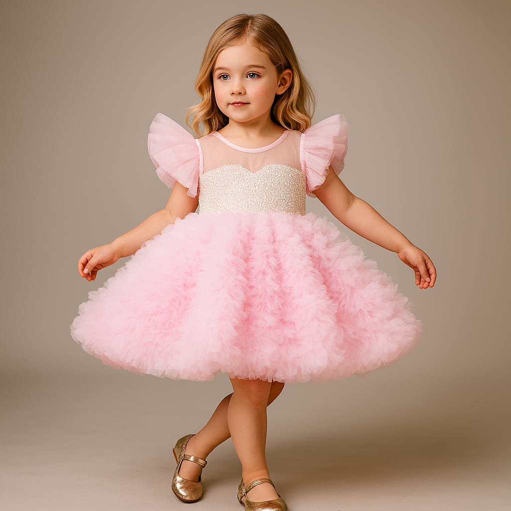 Pre Order: Elegant Pearls And Stones Embellished Party Wear Dress