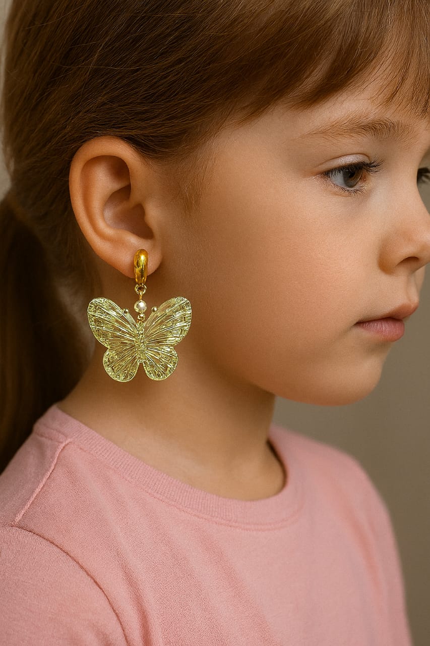 Green Butterfly Clip On Earring
