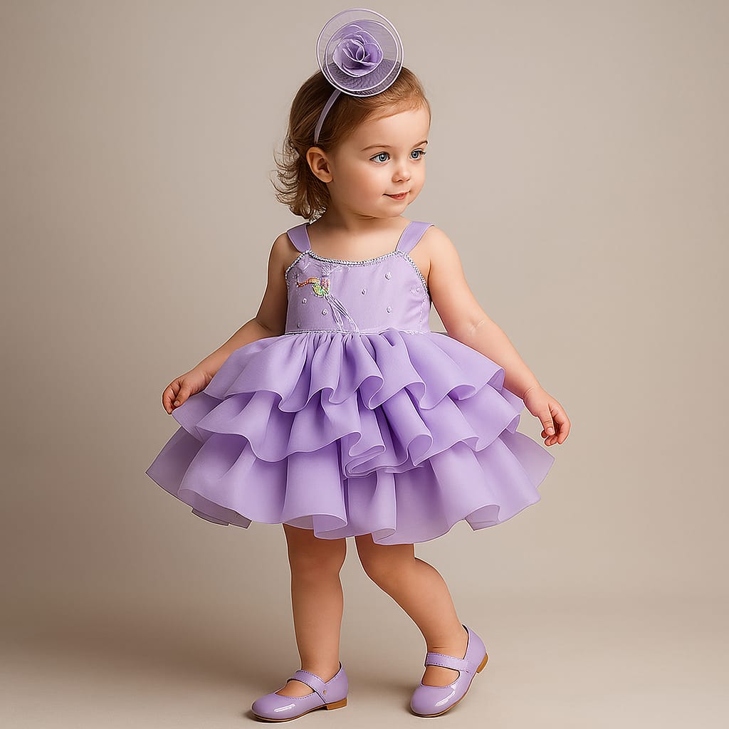 Pre Order: Adorable Yoke Embroidered Layered Dress