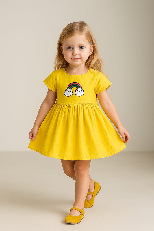 Pre Order: Alice Cloud And Rainbow Embroidered Dress