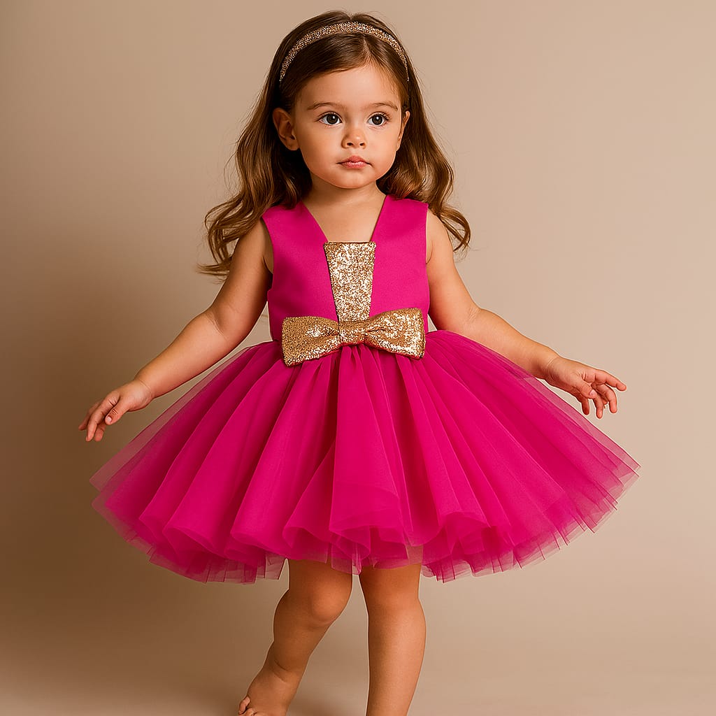 Pre Order: Fancy Bright Pink Sequined Dress With