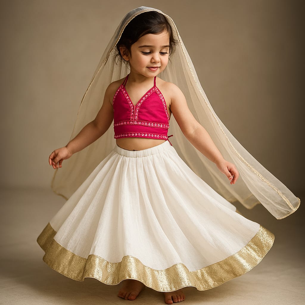 Pre Order: Halter Neck Pink Top And Flared Lehenga