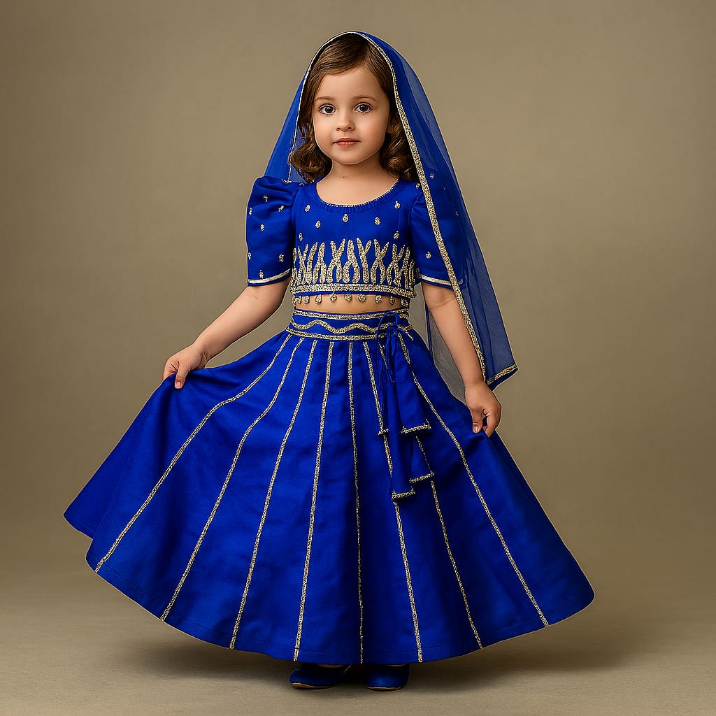 Pre Order: Top And Flared Lehenga With Net Dupatta