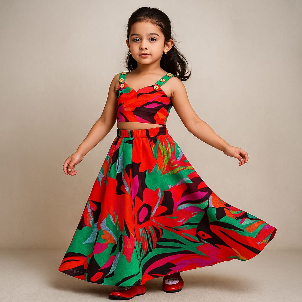 Multicolour Crop Top And Palazzo
