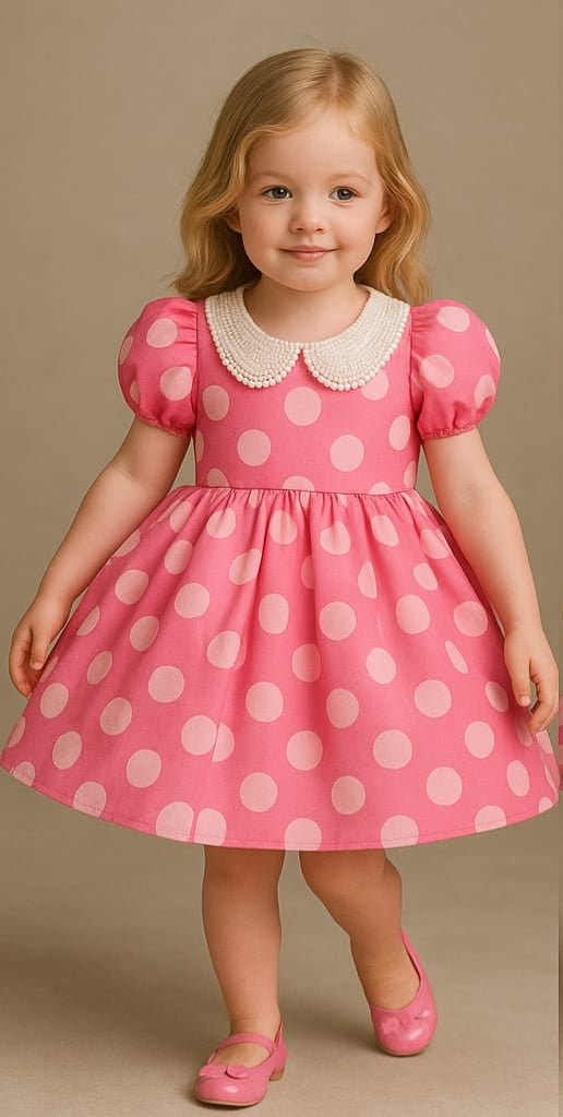 Pre Order: Polka Dots Printed Pink Dress