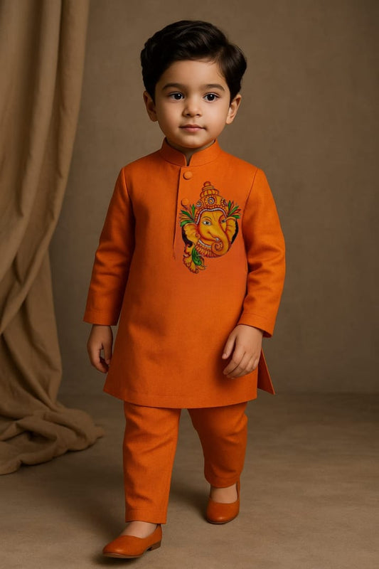 Pre Order: Orange Ganesh kurta set