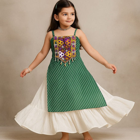 Pre Order: Green and White Embroidered Set