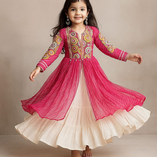 Pre Order: Pink and White Embroidered Set