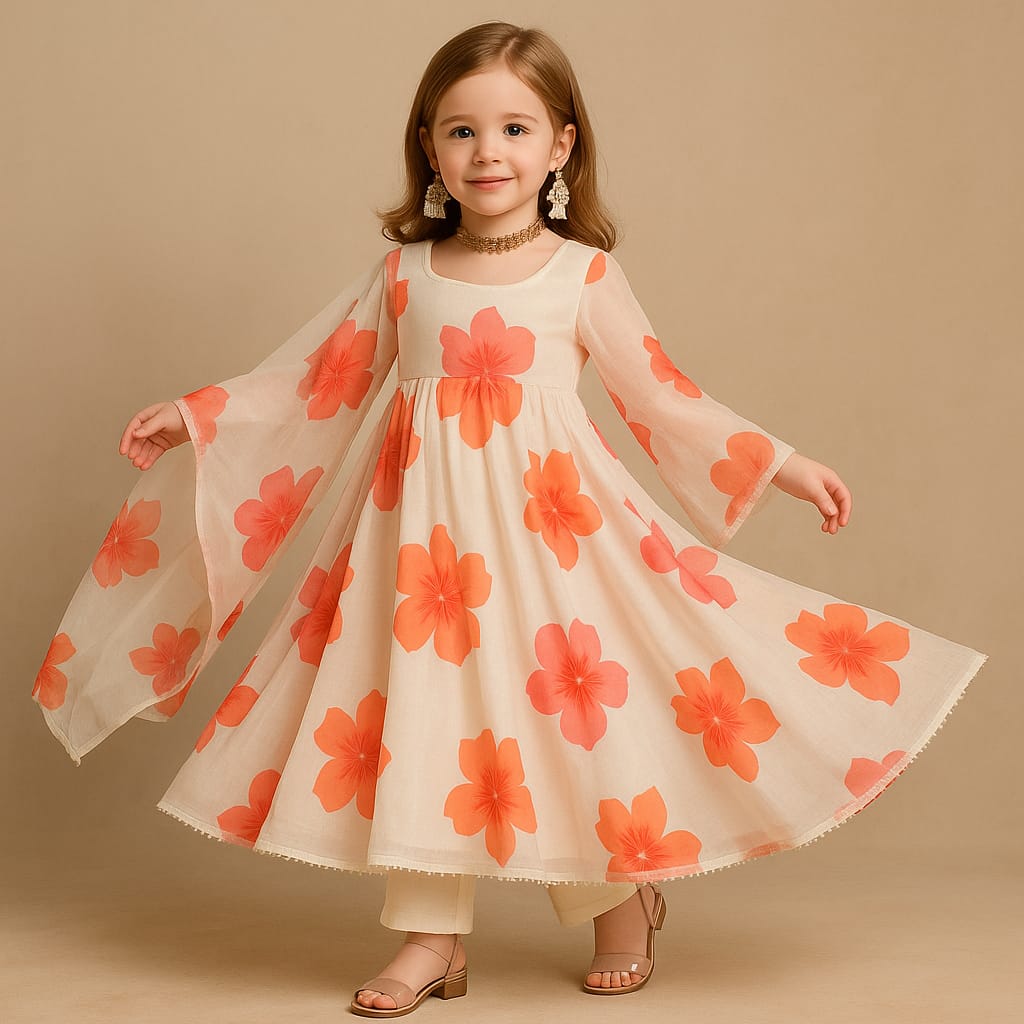 Pre Order: Floral Anarkali with Floral Duppatta