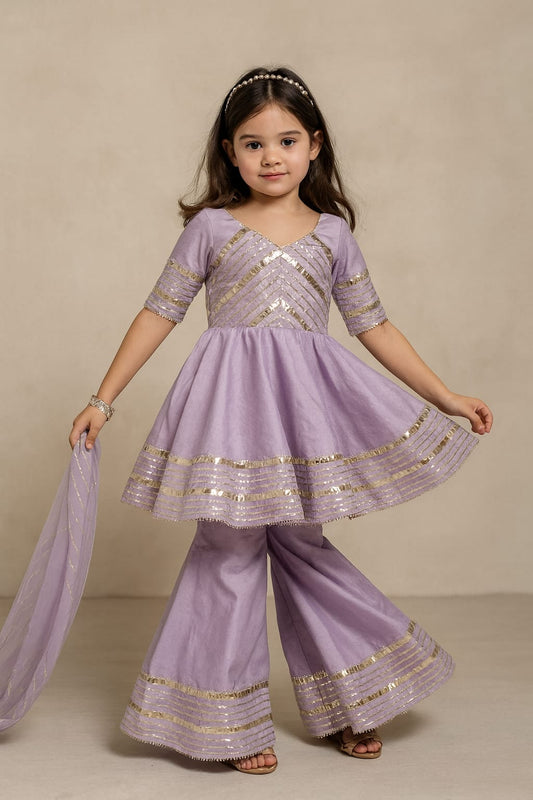 Pre Order: Lavender Suit Set with Gota Detailing