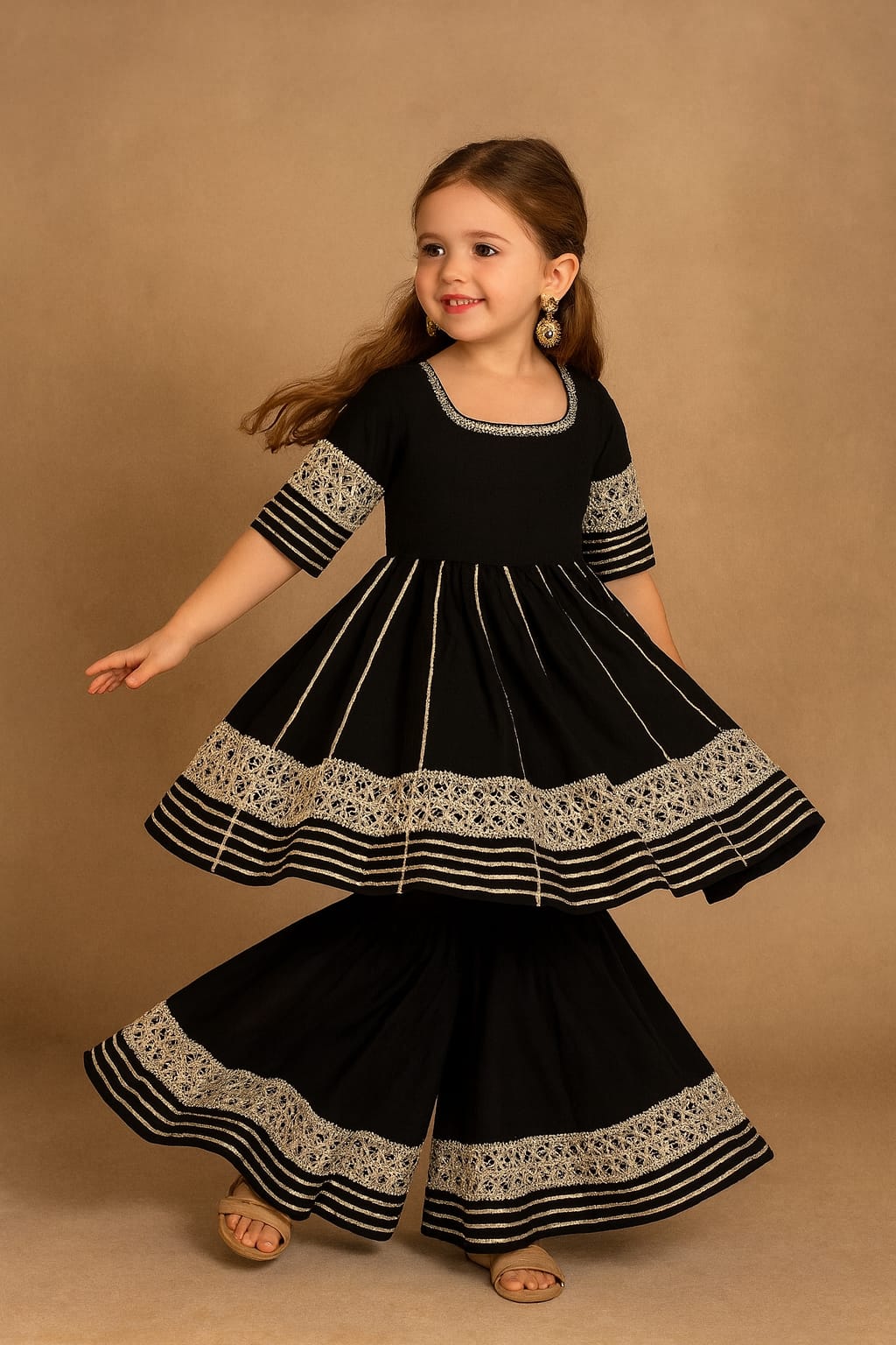 Pre Order: Black Suit Set with Gota Detailing