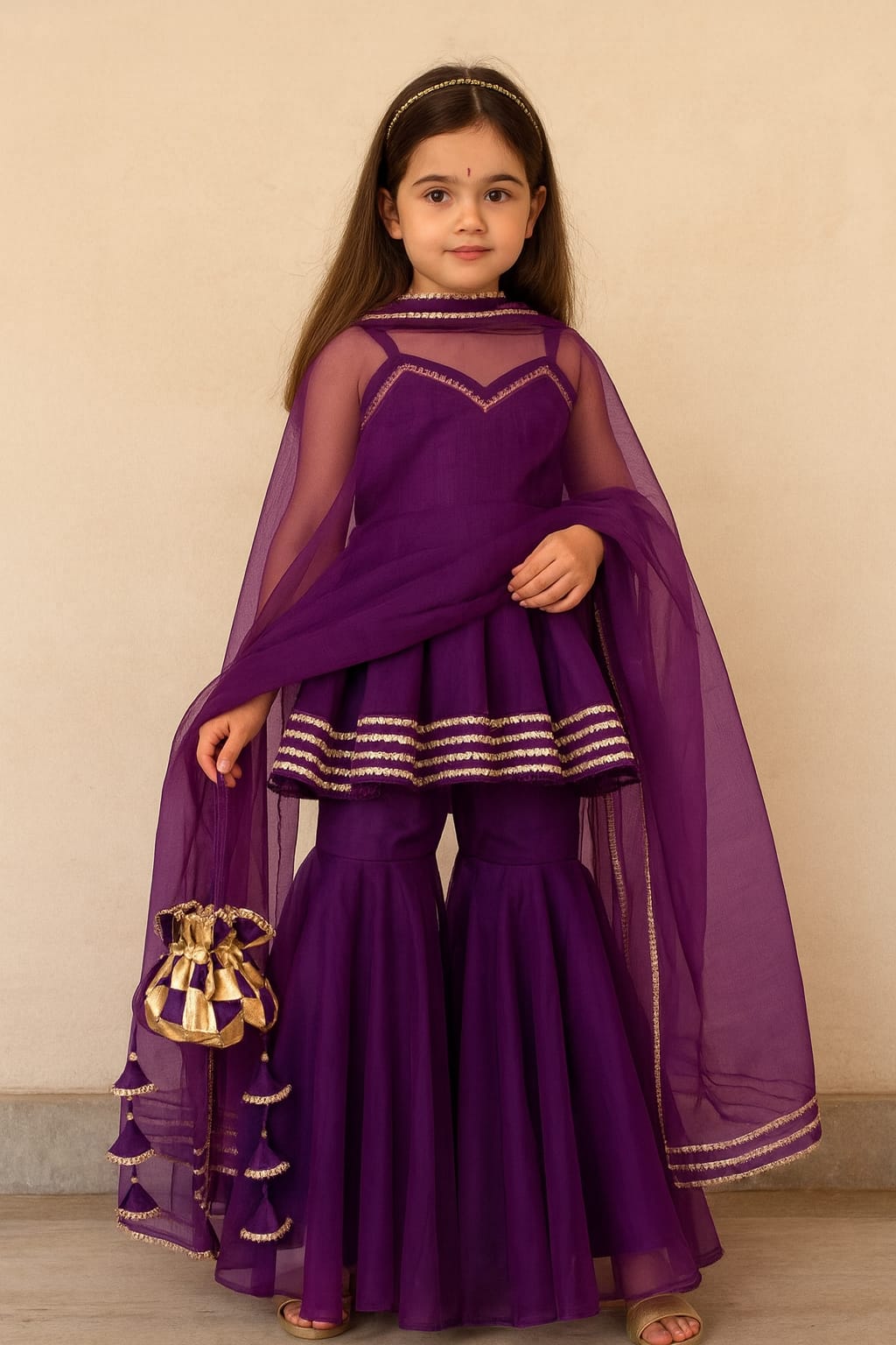 Pre Order: Purple Suit Set with Gota Detailing