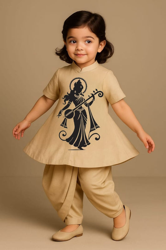 Pre Order: Goddess Beige Top And Dhoti