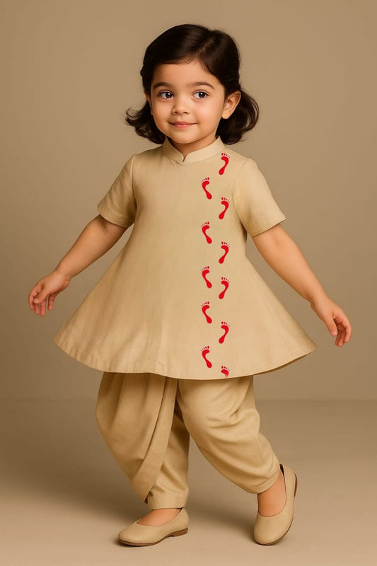 Pre Order: Holy Walk Beige Top And Dhoti