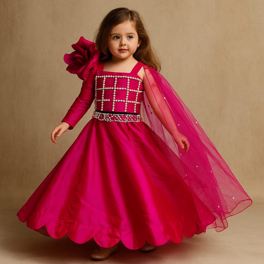 Pearl Enhanced Pink Top And Lehenga With Net Dupatta