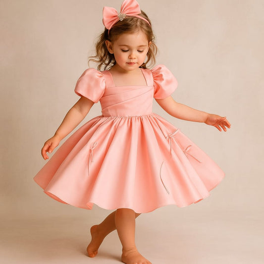 Pre Order: Era Satin Bow Pink Dress.