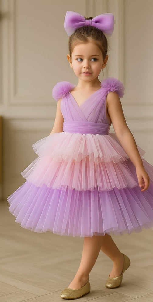 Pre Order: Multicolour Layered Net Dress