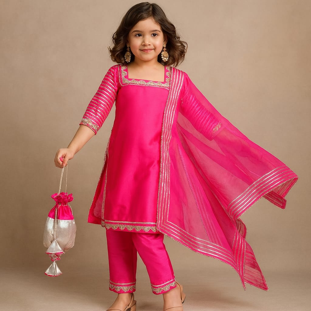 Pre Order: Hot Pink Gota Detailed Suit Set