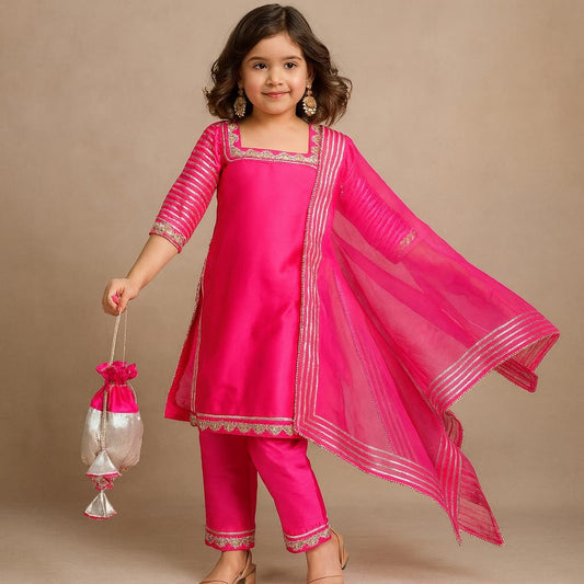 Pre Order: Hot Pink Gota Detailed Suit Set