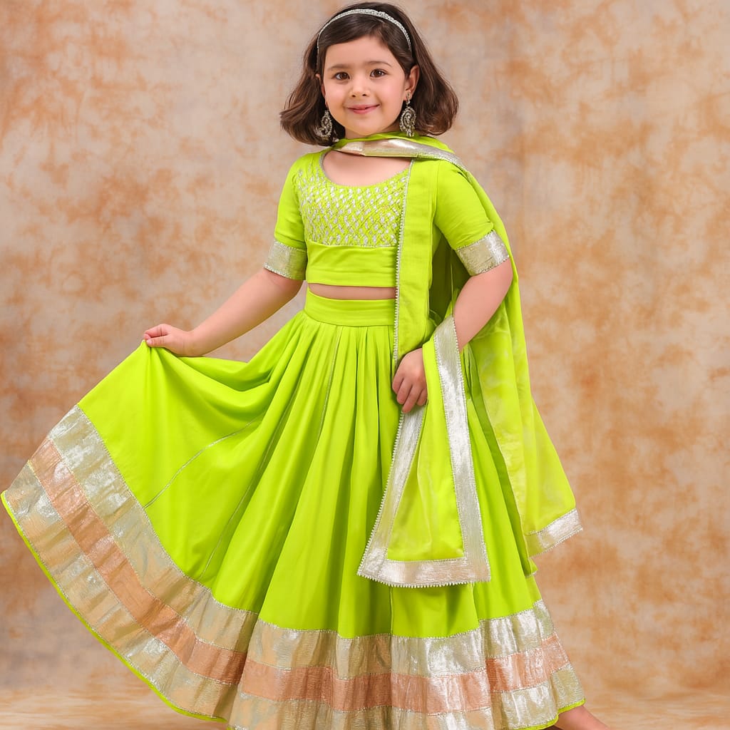 Pre Order: Neon Double Shade gota Detailed Kehenga Set