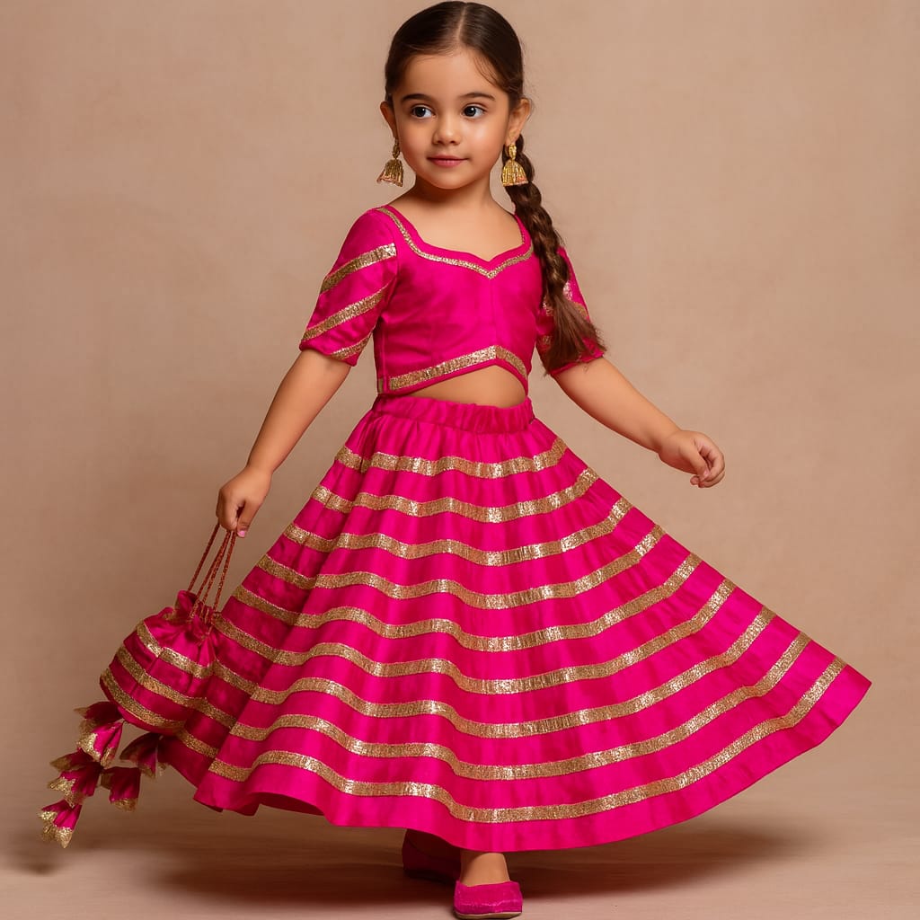 Pre Order: Rani All Over Gota Detailed Lehenga Set