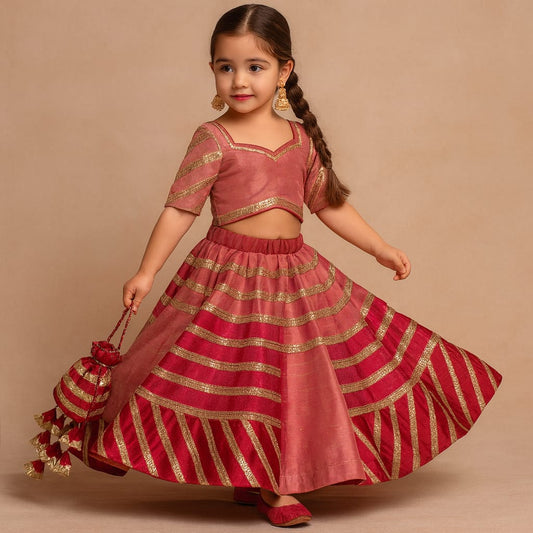 Pre Order: Dual Shade gota detailed lehenga set