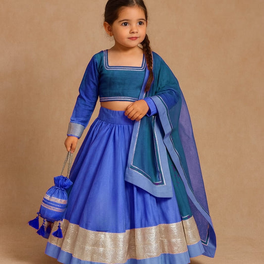 Pre Order: Shades of Blue Lehenga Set