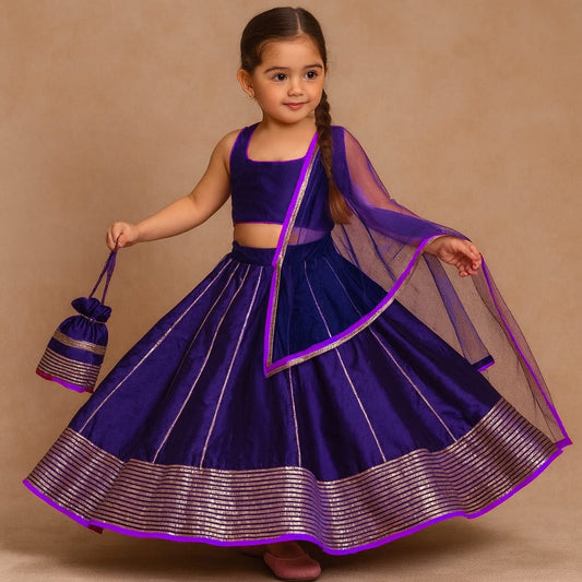 Pre Order: Purple Gota Detailed Lehenga Set