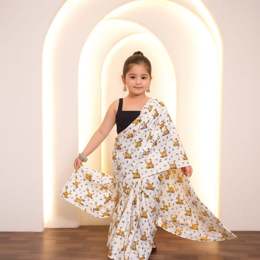 Pre Order: Cute Tiger Cotton Saree