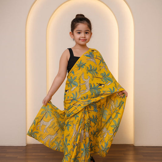 Pre Order: Yellow Jungle Cotton Saree