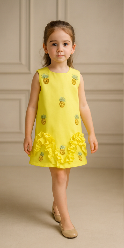 Pre Order: Cute Pineapple Embroidered Dress