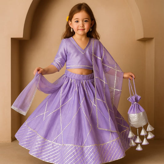 Pre Order: Lavender Gota Detailed Lehenga Set