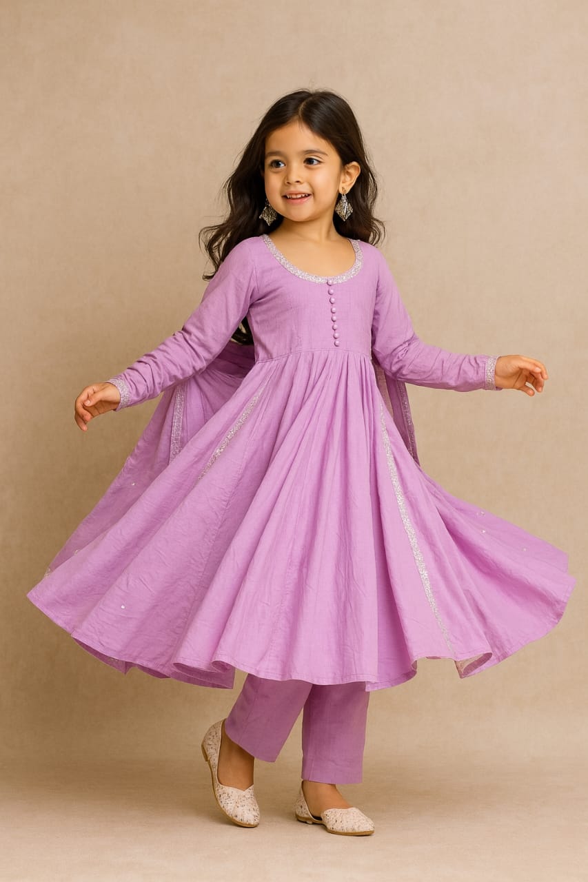 Pre Order: pastel Purple Anarkali with Dupatta