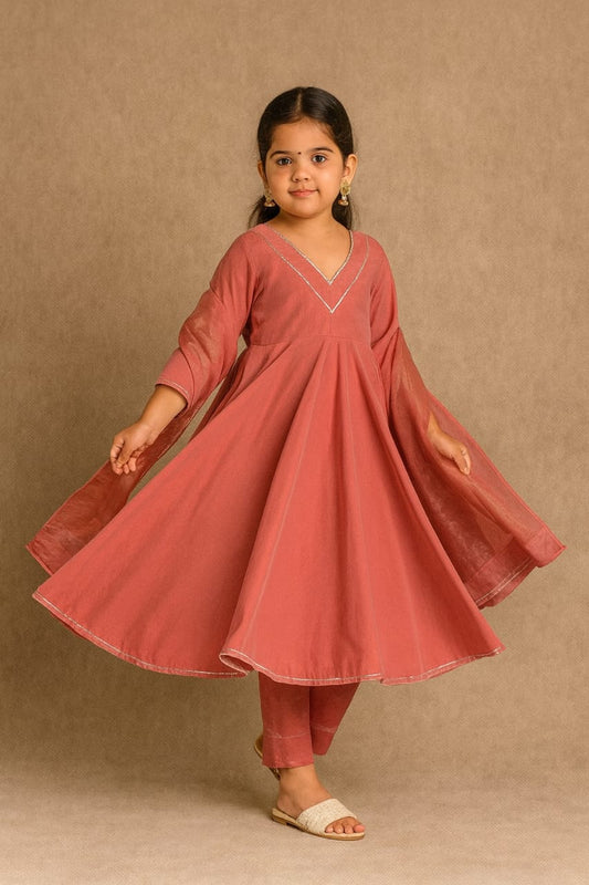 Pre Order : Dark Peach Anarkali with Dupatta