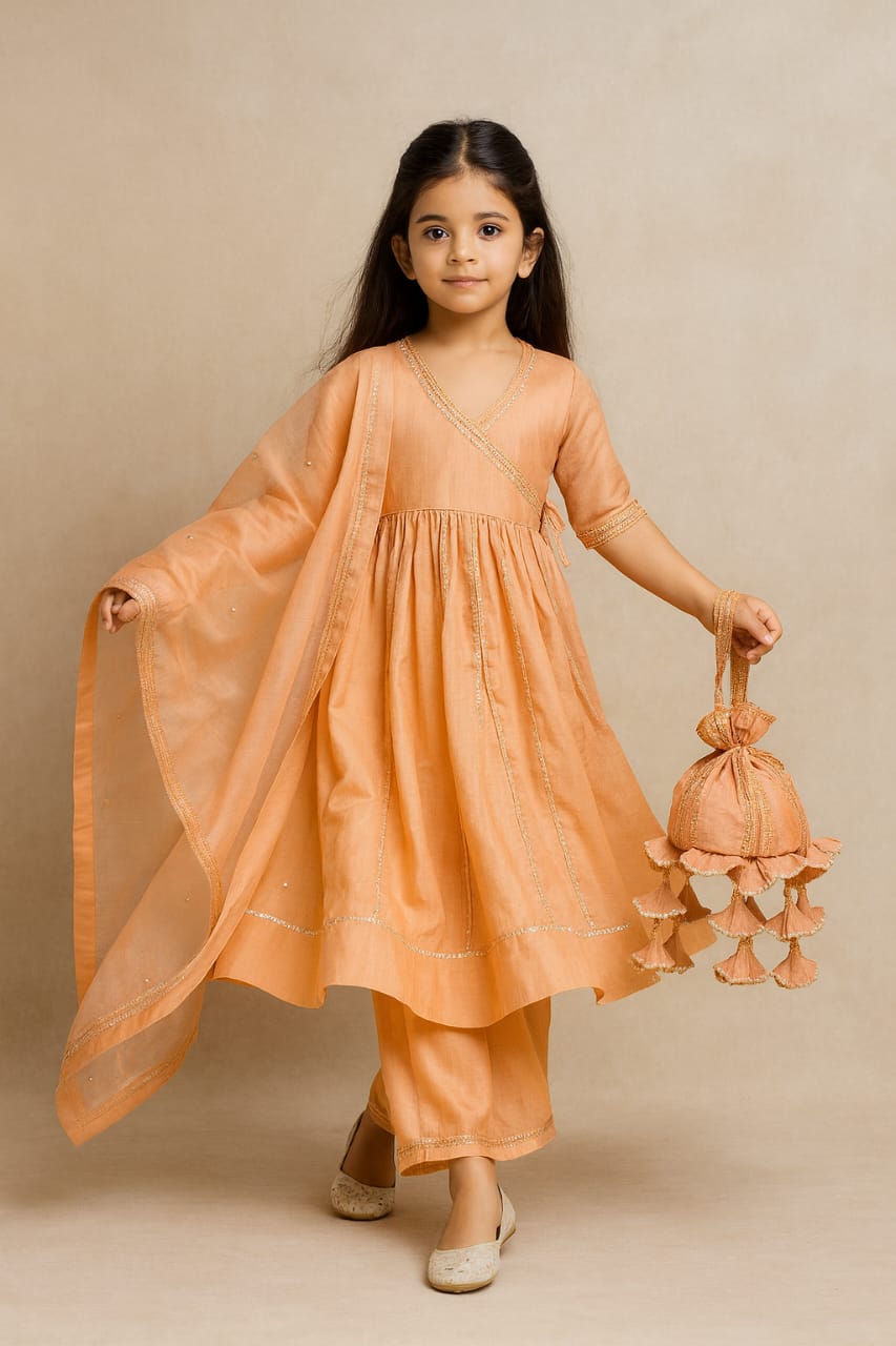 Pre Order : Peach Anarkali with Dupatta