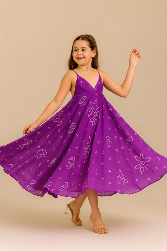 Pre Order: Purple Bandhani Dress