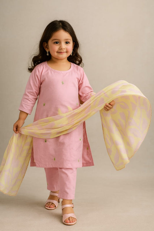 Pre Order: Lavanya Pinkish Lilac Embroidered Suit Set