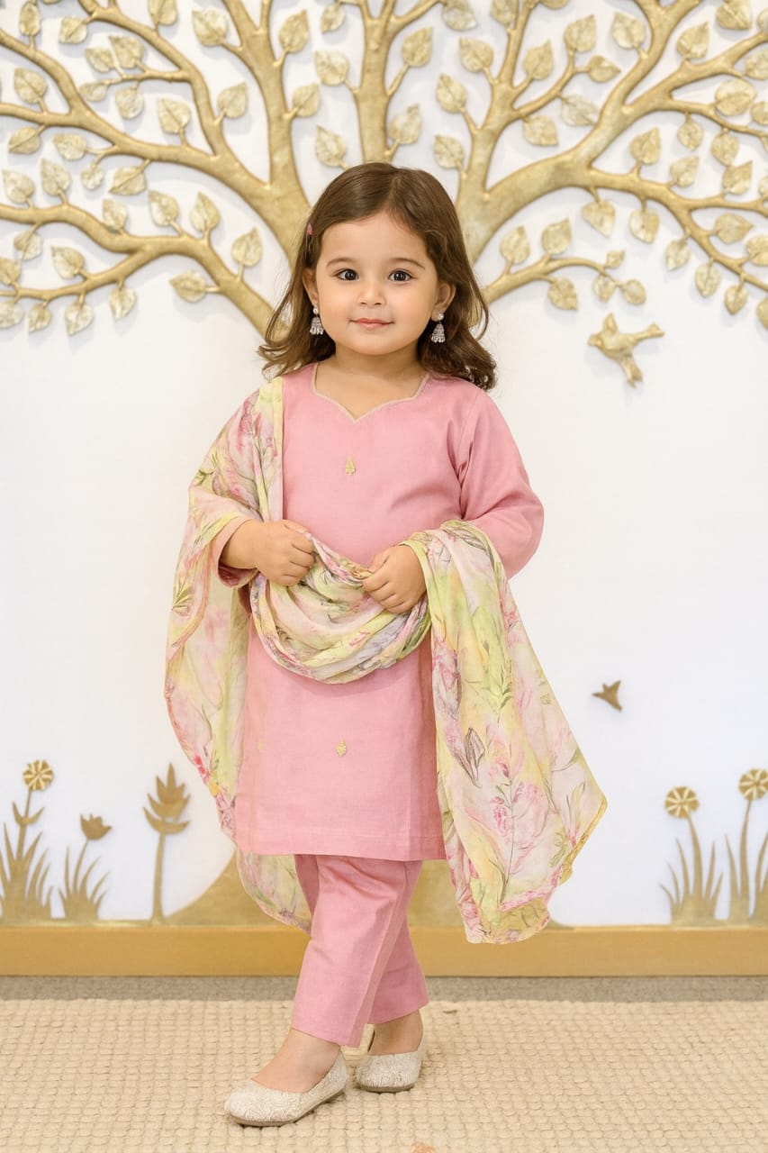 Pre Order:Lavanya Pinkish Lilac Embroidered Suit Set