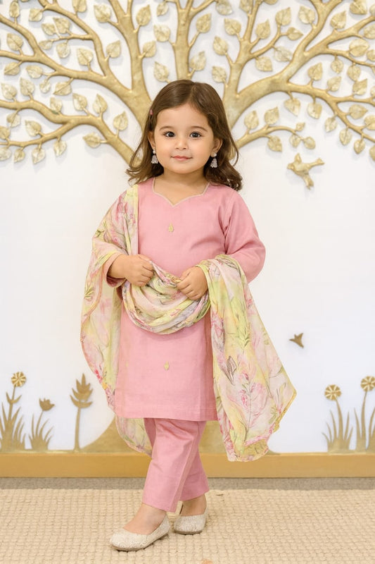 Pre Order:Lavanya Pinkish Lilac Embroidered Suit Set