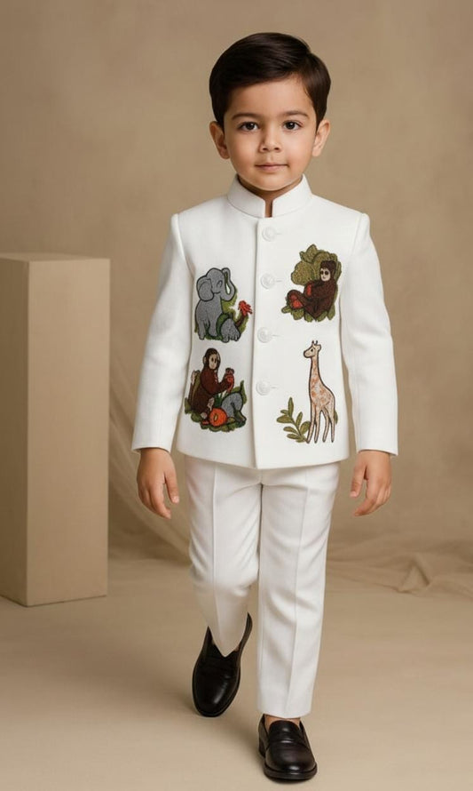 Pre Order: White Jungle Embroidered Set