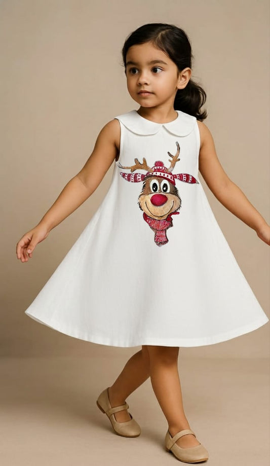 Pre Order: Reindeer White Dress